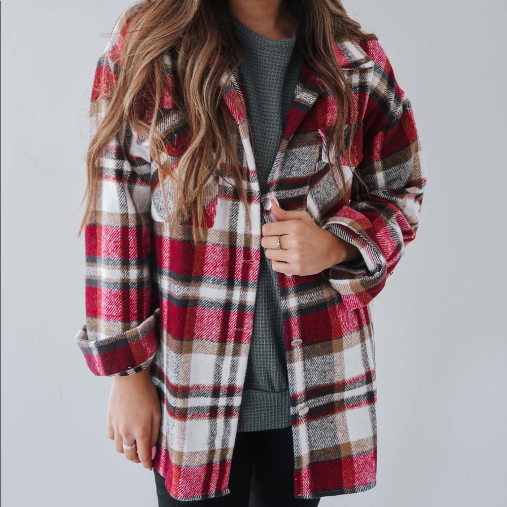 Vici Red, brown, black Shacket